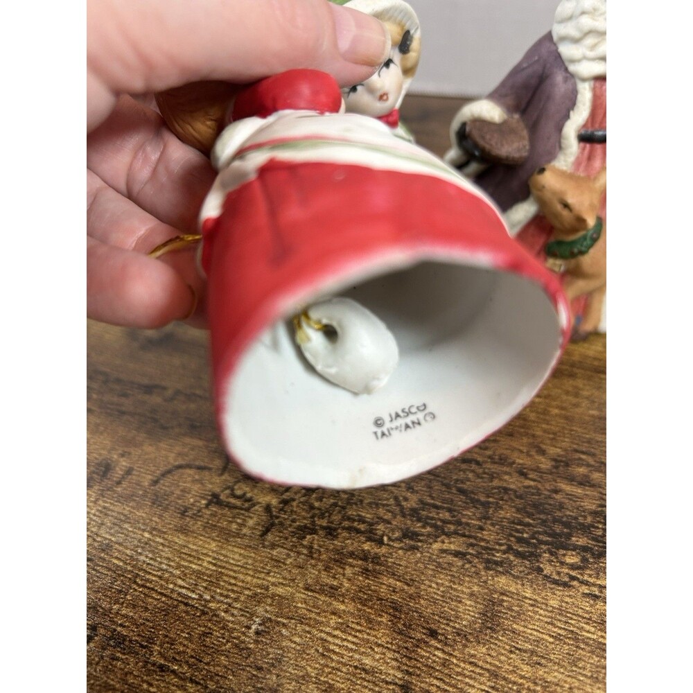 Vintage Christmas Ceramic Bell Lot Jasco Nativity Caroler Figurines Set of 5 - Picture 7 of 15